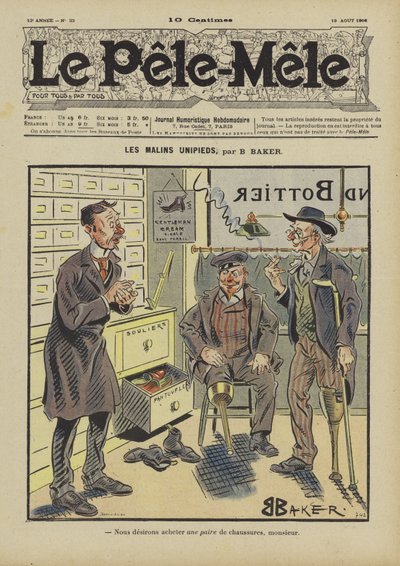 Les malins unipieds. Illustration pour Le Pêle-Mêle - French School