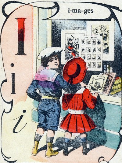 Lettre I : images. Gravure dans "ABC des jouets pour petits garçons". Imagerie de Pont-à-Mousson, Louis Vagne, imprimeur-éditeur, fin XIXe siècle. - French School