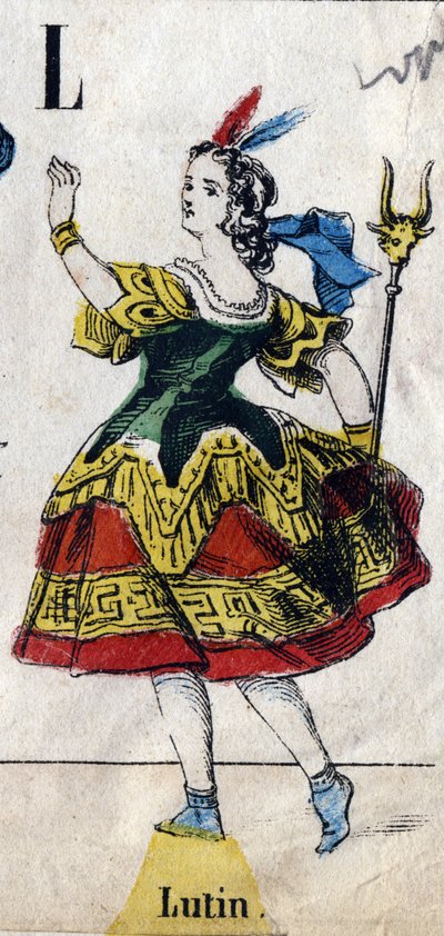 Lettre L : Lutin. Gravure dans "Alphabet mascarade". Nouvelle imagerie d
