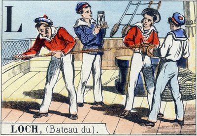 Lettre L comme loch. Alphabet de la marine. Imagerie d