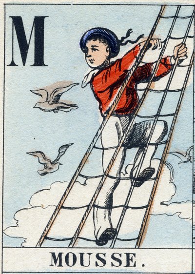 Lettre M comme mousse. Alphabet de la marine. Imagerie d