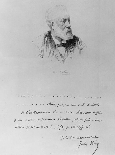Lettre de Jules Verne avec portrait de l