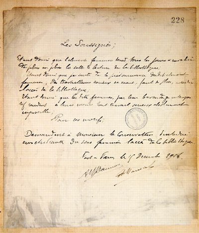 Lettre de protestation demandant le refus d