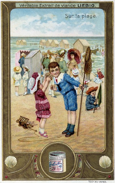 Série de chromolithographies Liebig « Jeux de plage » des enfants. sd. 19e siècle - French School