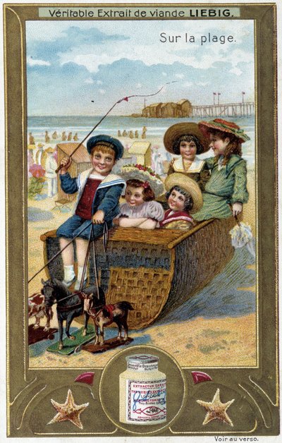 Série de chromolithographies Liebig "Jeu de plage" des enfants. sd. 19ème siècle - French School