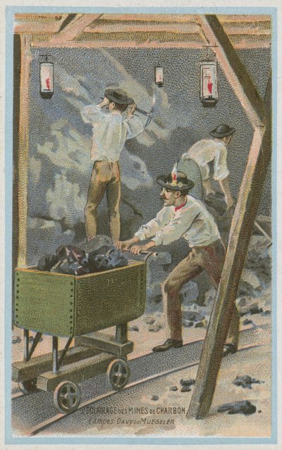 Éclairage des mines de charbon, lampes Davy ou lampes Mueseler - French School