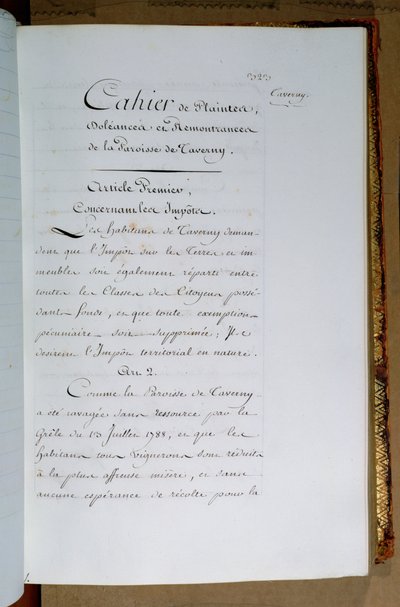 Liste des plaintes et demandes adressées au roi Louis XVI par la paroisse de Taverny, avril 1789 - French School