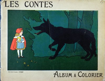 Le Petit Chaperon Rouge et le Loup, illustration de couverture pour un livre de coloriage pour enfants, vers 1910 - French School