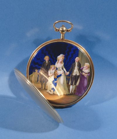 Médaillon avec émail de Louis XVI, Marie-Antoinette et famille - French School