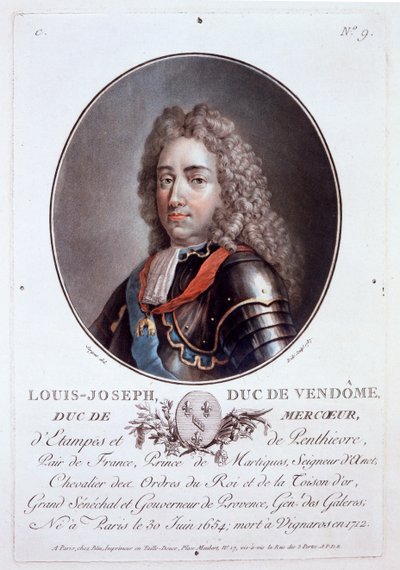 Louis-Joseph, Duc de Vendôme, de Portraits des grands hommes, femmes illustres, et sujets mémorables de France, publié 1787-92 - French School