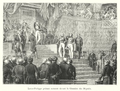 Louis-Philippe prêtant serment devant la Chambre des Députés - French School