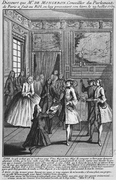 Louis Basile Carré de Montgeron offrant son livre sur le diacre François de Paris et les Convulsionnaires de Saint-Médard au roi Louis XV, 1737 - French School