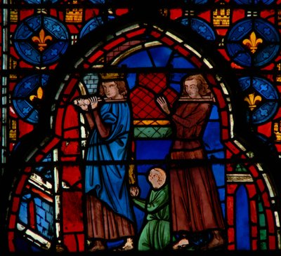 Louis IX portant des reliques dans la Sainte-Chapelle, assisté par Robert d