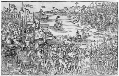 Louis IX de France débarquant à Damiette pendant la septième croisade, de 