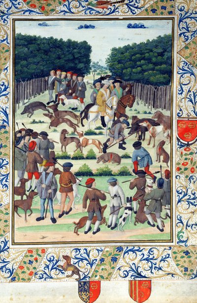 Louis Malet (1441-1516) Seigneur de Graville, chassant le sanglier, du Terrier de Marcoussis, après 1493 - French School