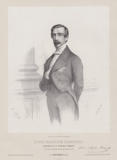 Louis Napoléon Bonaparte, président de la République française, vers 1848 (lithographie) - French School