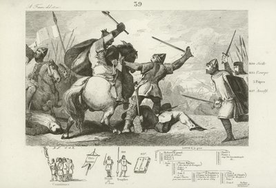 Louis VI de France combattant les Anglais à la bataille de Brenneville, 1119 - French School