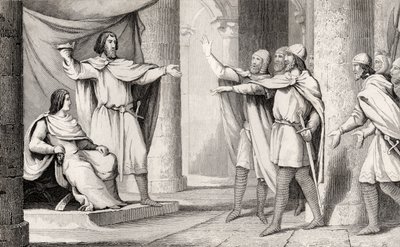 Louis V (967-87) le Fainéant montre sa couronne à ses partisans, de 