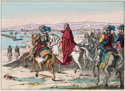 Louis XIII (1601-1643) et le Cardinal de Richelieu au siège de La Rochelle, place d