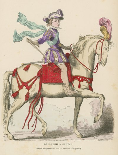 Louis XIII de France à cheval - French School