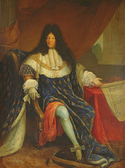 Louis XIV (1638-1715) tenant un plan de la Maison Royale de Saint-Cyr - French School