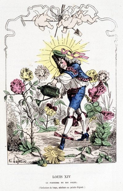 Louis XIV déguisé en jardinier - dans "Histoire de France Tintamarresque" de Touchatout - French School