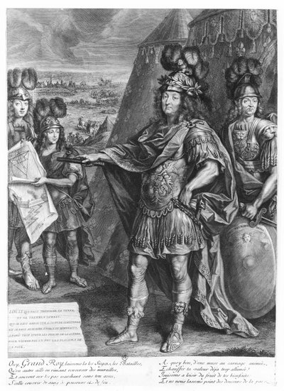 Louis XIV donnant des ordres pour fortifier les frontières (gravure) - French School