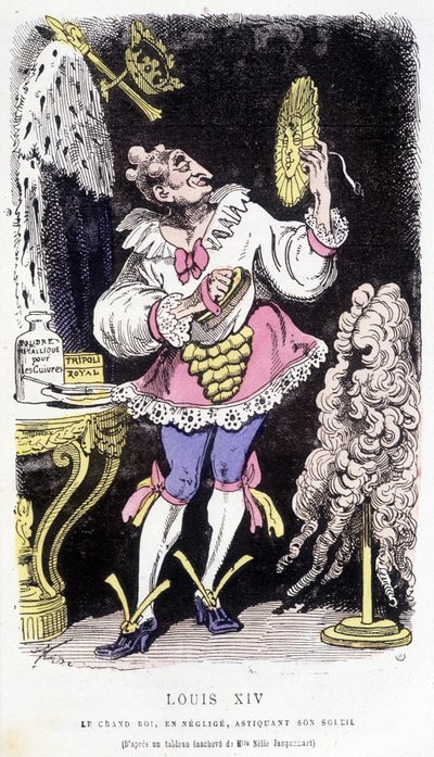 Louis XIV : le grand roi, négligé, astiquant son soleil - dans "Histoire de France Tintamarresque" par Touchatout - French School