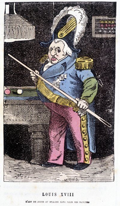 Louis XVIII jouant au billard - dans « Histoire de France Tintamarresque » par Touchatout - French School