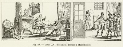 Louis XVI dictant sa défense à Malesherbes - French School