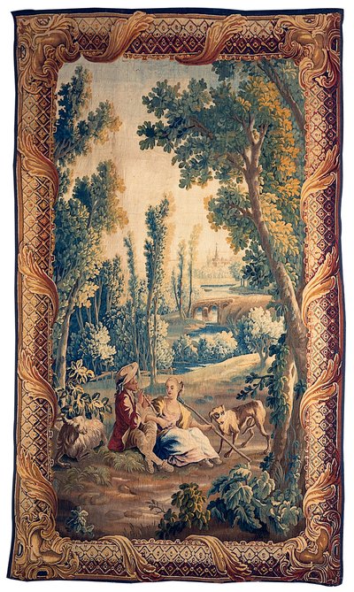 Tapisserie pastorale Louis XV Aubusson - French School