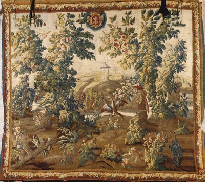 Tapisserie Louis XV Verdure Aubusson, avec les armoiries de Cluny - French School