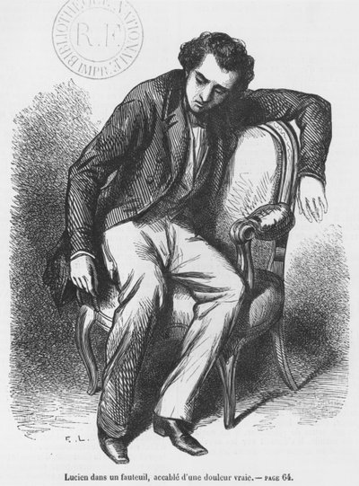 Lucien de Rubempré accablé de chagrin, illustration de 