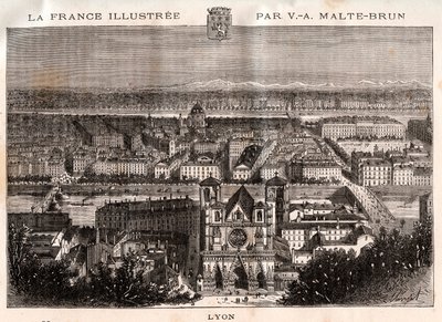 Lyon - gravure dans « La France illustrée : géographie, histoire, administration statistique » par V.A. Malt-Brown. 1884 - French School