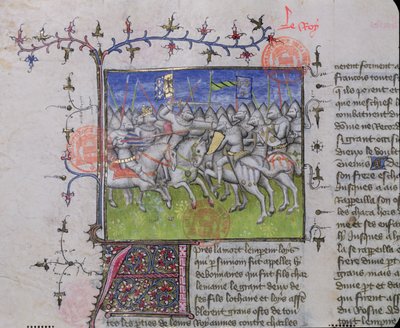 MS.2028 Combat entre les fils de Louis Ier le Pieux (778-840), des Grandes Chroniques de France, 1375-79 - French School