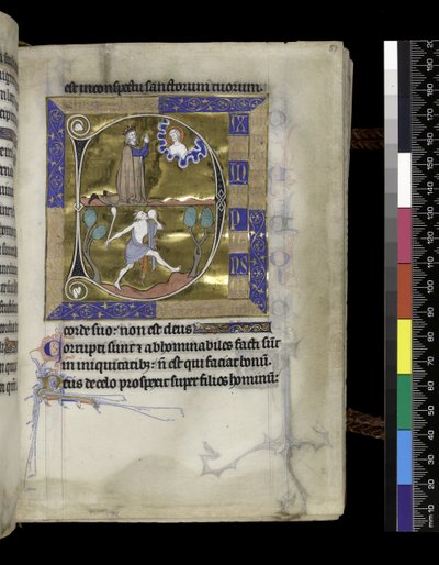 MS 300 f.57r, David prie Dieu - French School