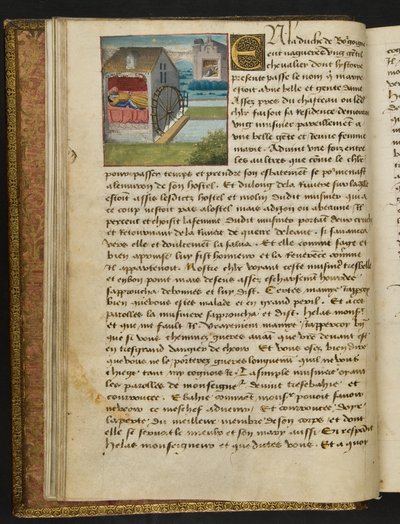MS Hunter 252 008v Page de Cent Nouvelles Nouvelles, vers 1461-62 - French School