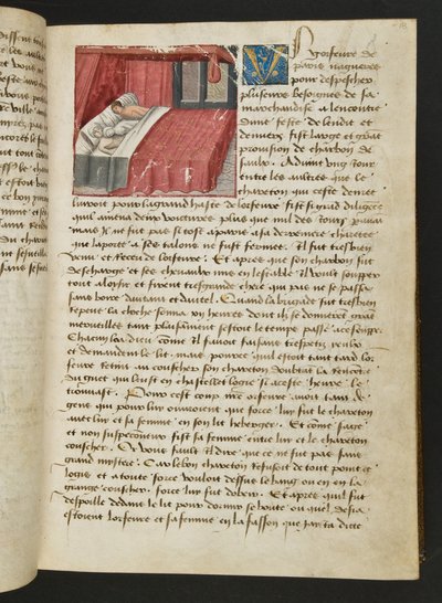MS Hunter 252 018r Page de Cent Nouvelles Nouvelles, vers 1461-62 - French School