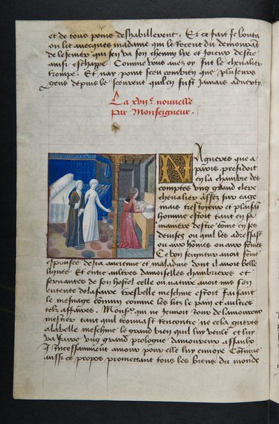 MS Hunter 252 036v Page de Cent Nouvelles Nouvelles, vers 1461-62 - French School