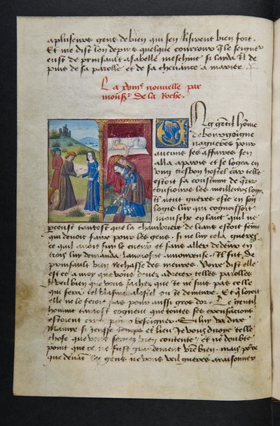 MS Hunter 252 038v Page de Cent Nouvelles Nouvelles, vers 1461-62 - French School
