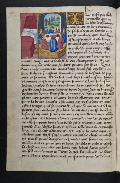 MS Hunter 252 042v Page de Cent Nouvelles Nouvelles, vers 1461-62 - French School