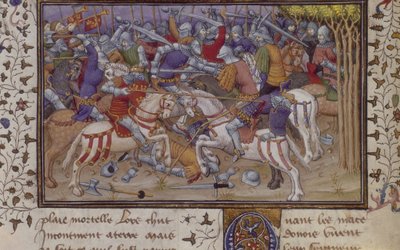 Défaite de Philippe par Pausanias, avec des chevaliers montés combattant, de 