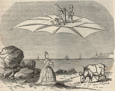 Machine (Planeur) par Samuel Musgrave - Gravure dans « Sciences à la disposition de tous - physique et chimie » par Alexis Clerc - Fin du 19e siècle - Collection privée - French School