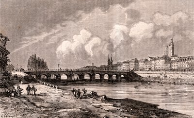 Mâcon - Bourgogne-Franche-Comté - gravure dans « La France illustrée : géographie, histoire, administration statistique » par V.A. Malt-Brown. 1884 - French School