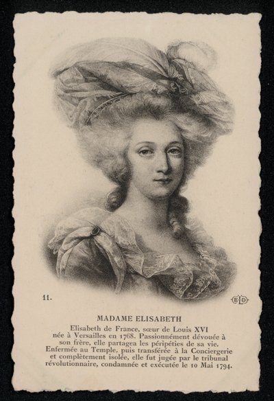 Madame Élisabeth, sœur du roi Louis XVI (lithographie) - French School