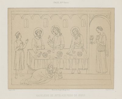 Madeleine se jette aux pieds de Jésus - French School
