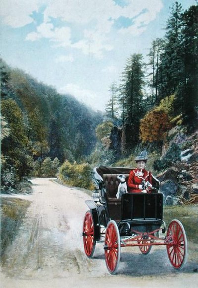 Mademoiselle Yahne dans sa voiture Cleveland à Plombières - French School
