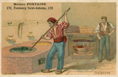 Carte commerciale Maison Fontaine, teinture de la laine - French School