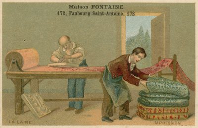 Carte commerciale Maison Fontaine, impression sur laine - French School