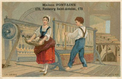 Carte commerciale Maison Fontaine, filage de la laine - French School